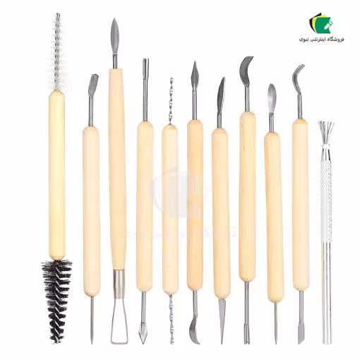 ابزار مجسمه سازی فرچه دار دسته چوبی 11 عددی