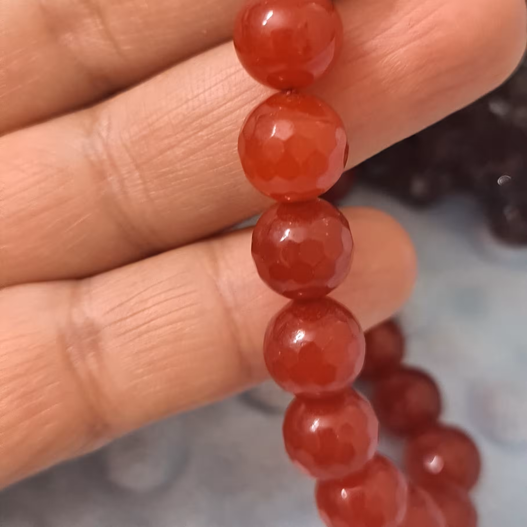 ریسه سنگ عقیق تراش، سایز 10 زیبا ودرجه یک ،هر یک عدد مهره