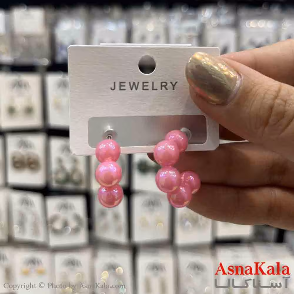 گوشواره استیل  فانتزی دخترانه مدل گرد ابری صورتی کد GSH151331W