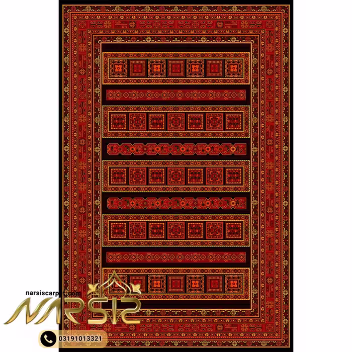 فرشینه ترکمن طرح پاشا رنگ قرمز کد 4