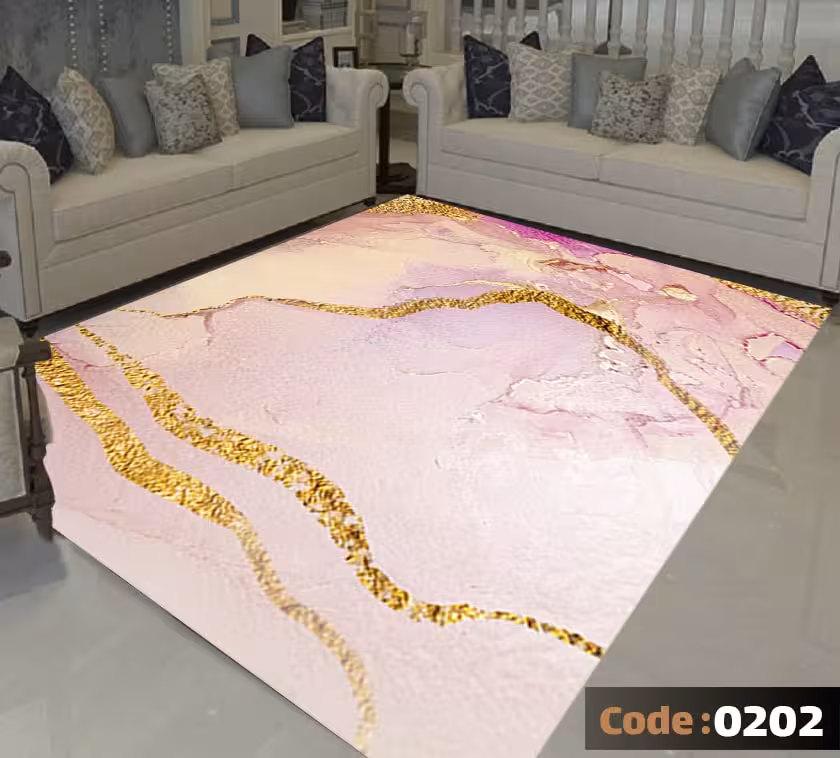 کاورفرش روفرشی دورکشدار گوشه لیفه ای لاکی ، آبی و متنوع کد 0202