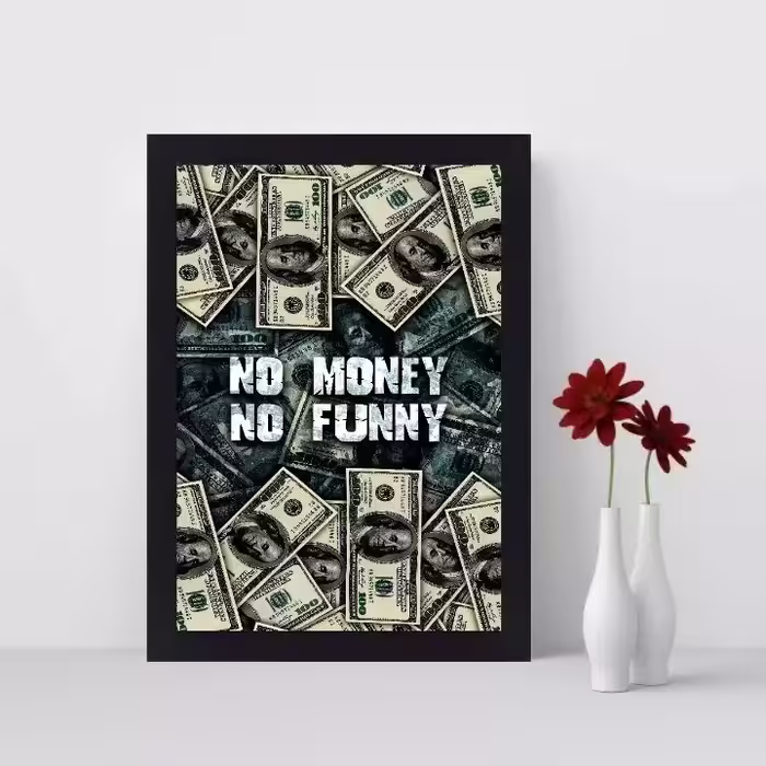 تابلو بکلایت مدل دلار طرح no money no funny ، پس کرایه