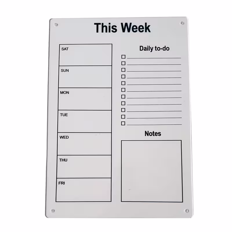 تخته وایت برد مدل پلنر هفتگی سایز 20×30 سانتی متر | چاوه