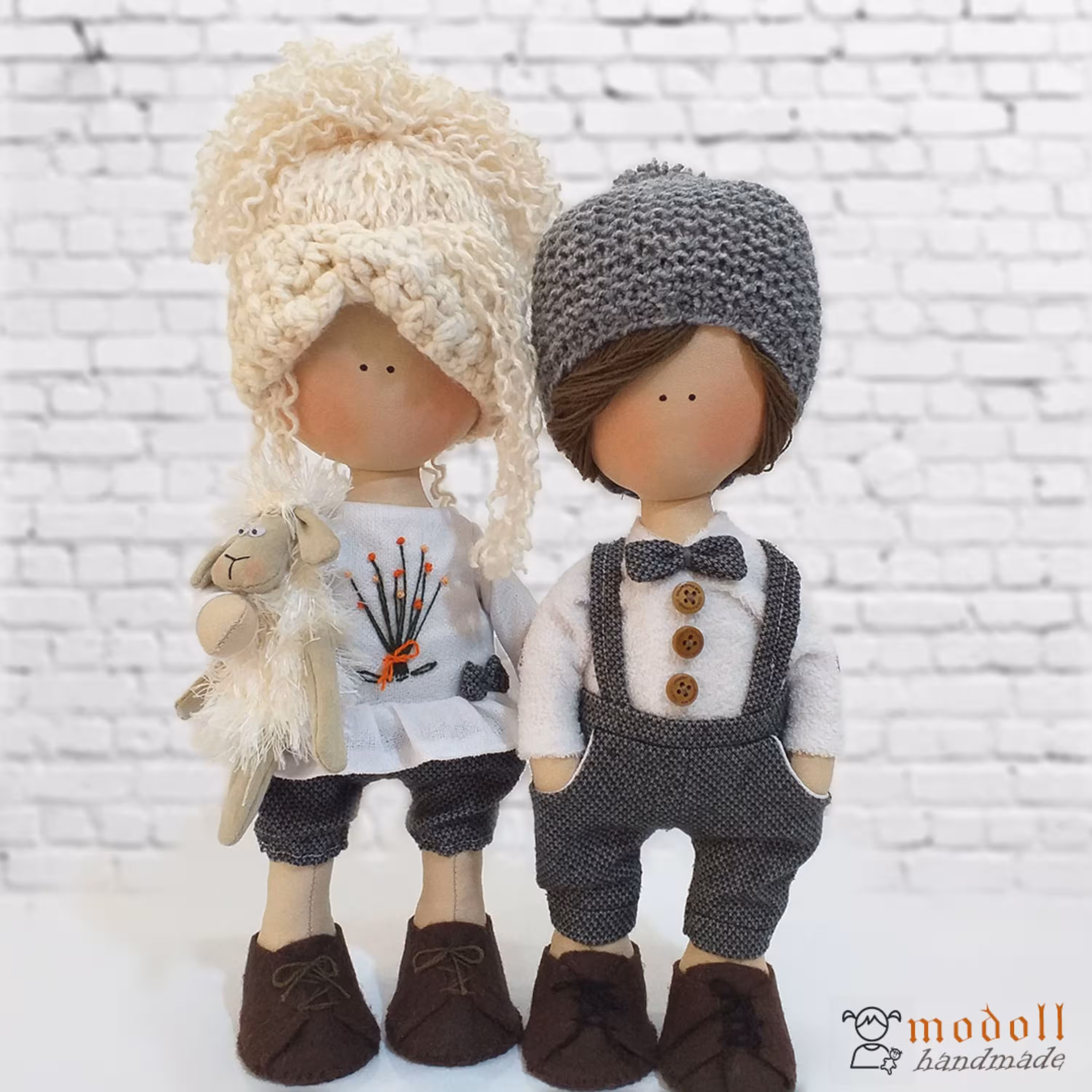 ست دوتایی عروسک روسی 30 سانتیمتری دارای دست و پای متحرک  کد02