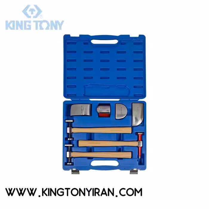 9CF-107  –  جعبه چکش و لغمه صافکاري  7 عددي ( 3 چکش – 4 لغمه ) کينگ توني