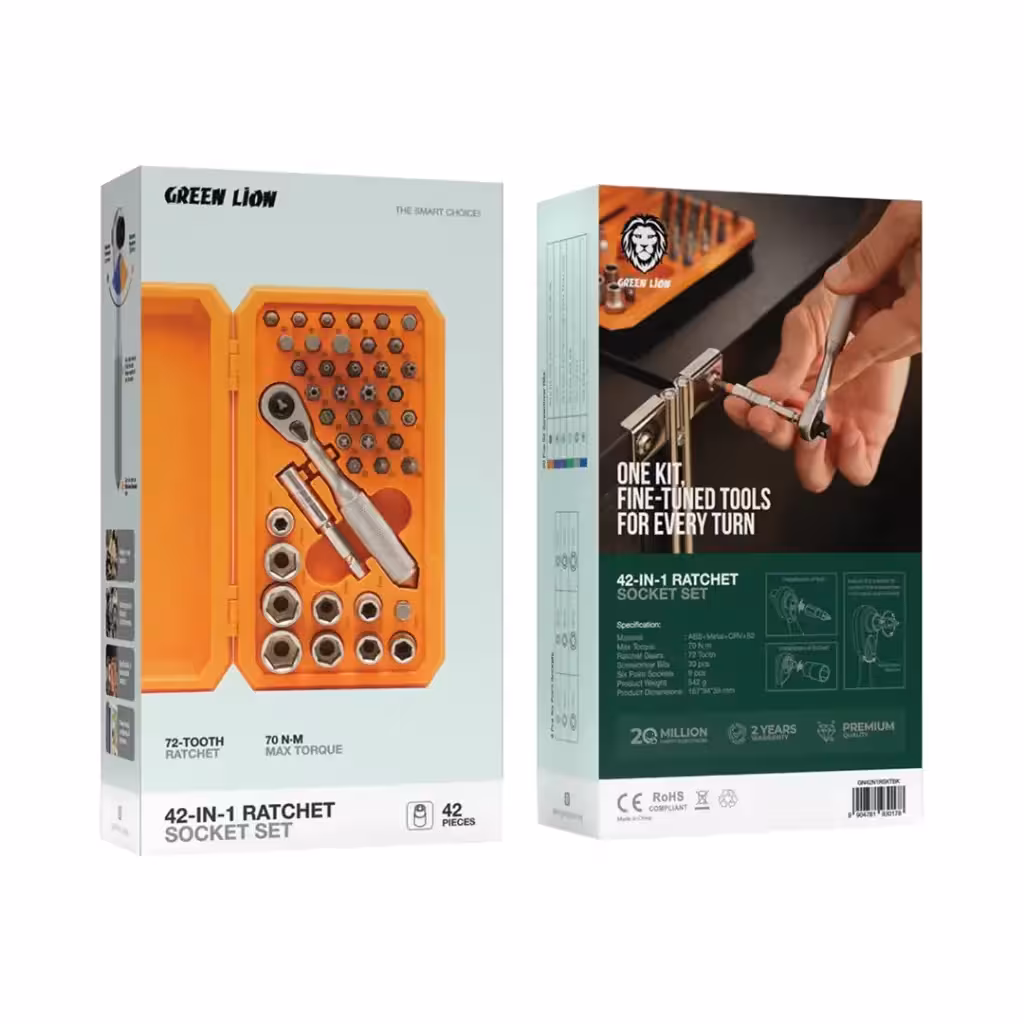 مجموعه پیچ‌گوشتی 42 در 1 گرین Green Lion 42-IN-1 Ratchet Socket Set