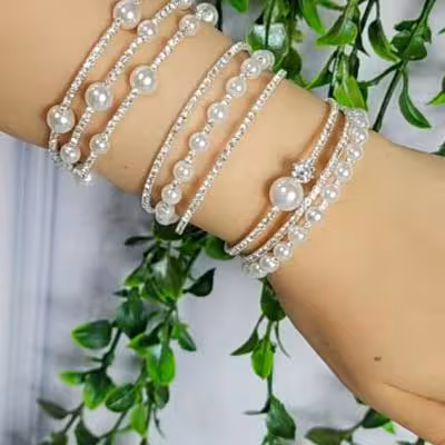 بنگل مرواریدی دستبند مرواریدی