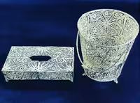 جا دستمال و سطل ملیله کاری کد 10453