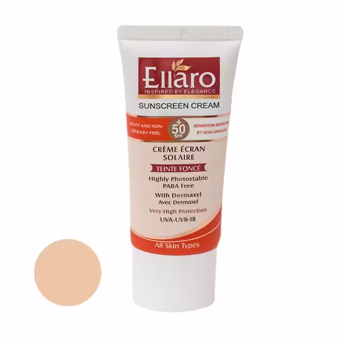 کرم ضد آفتاب رنگی ،بژ طبیعی الارو مدل SPF50 محافظ UVA ،UVB، ضد چروک، مناسب انواع پوست حجم 50 میلی‌لیتر
