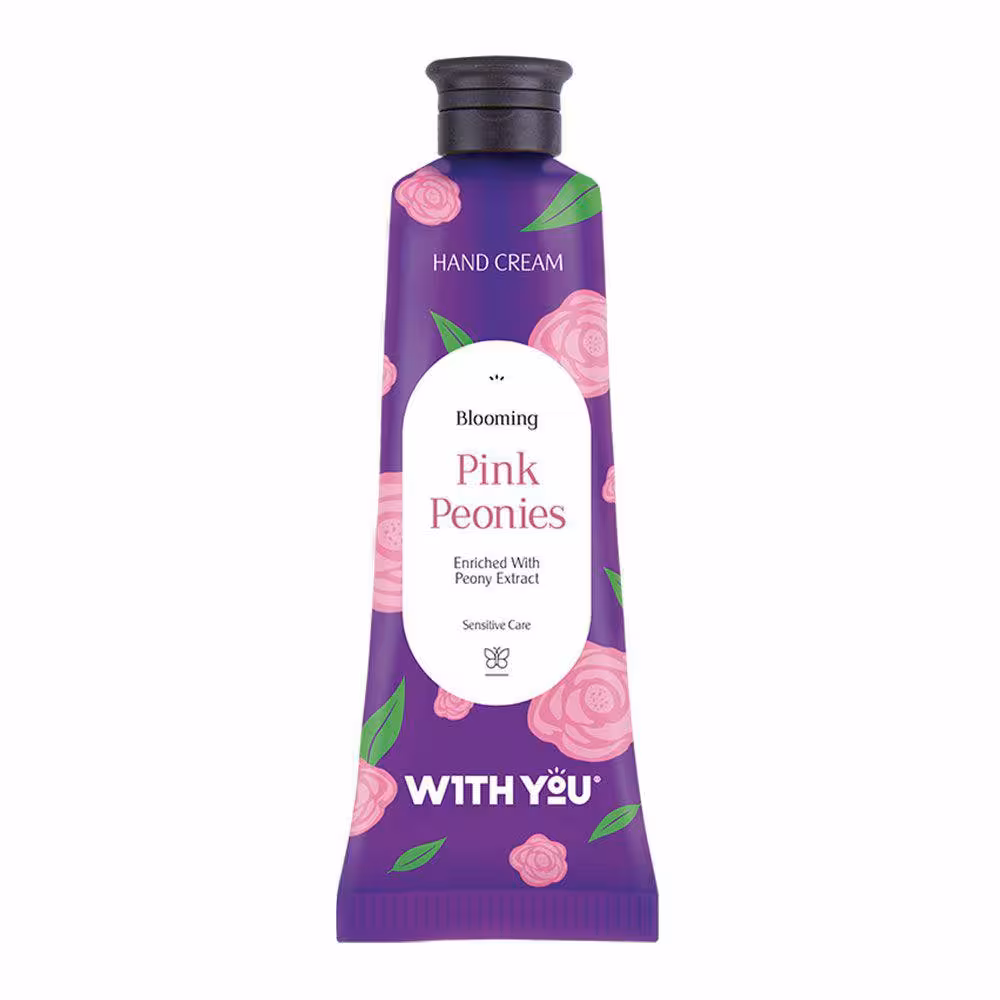 کرم مرطوب‌کننده دست حاوی عصاره گل پیونی برای پوست حساس ویت یو BLOOMING PINK PEONIES HAND CREAM 50ML WITH YOU
