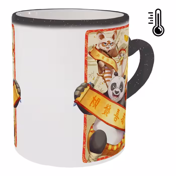 ماگ حرارتی مدل دسته قلبی اکلیلی طرح پاندا کنگ فو کار کد 59