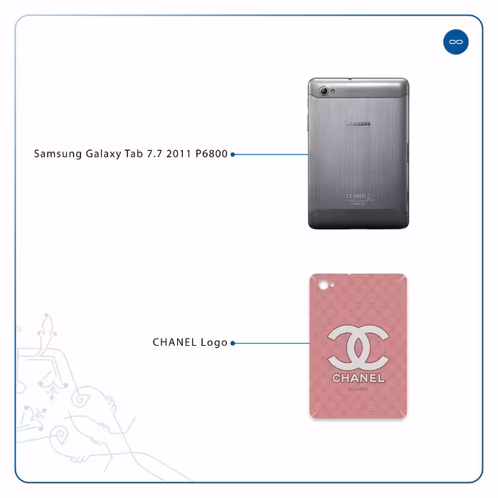 برچسب پوششی ماهوت مدل CHANEL-Logo مناسب برای تبلت سامسونگ Galaxy Tab 7.7 2011 P6800
