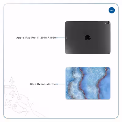 برچسب پوششی ماهوت مدل Blue Ocean Marble مناسب برای تبلت اپل iPad Pro 11 2018 A1980