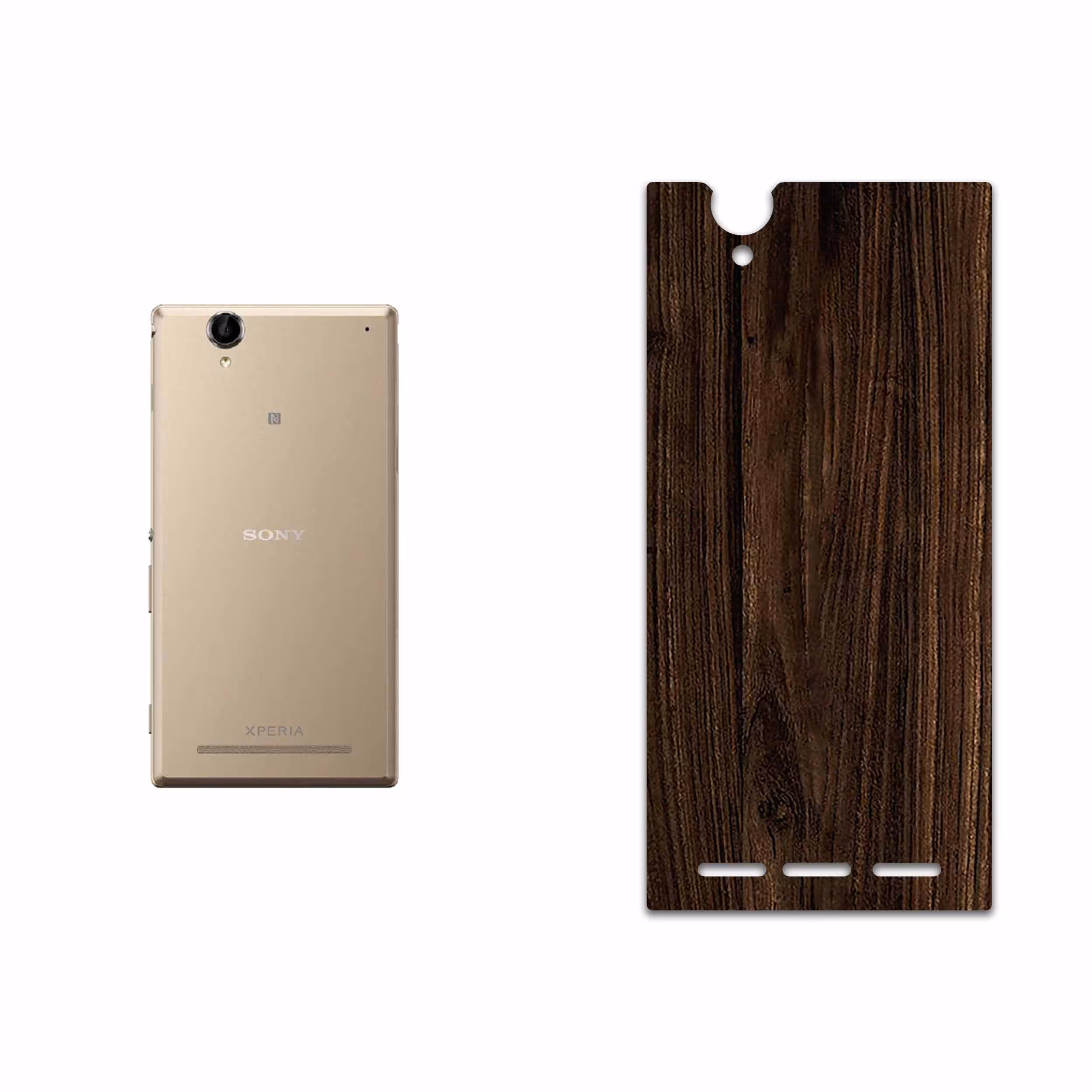 برچسب پوششی ماهوت مدل Dark Walnut Wood مناسب برای گوشی موبایل سونی Xperia T2 Ultra