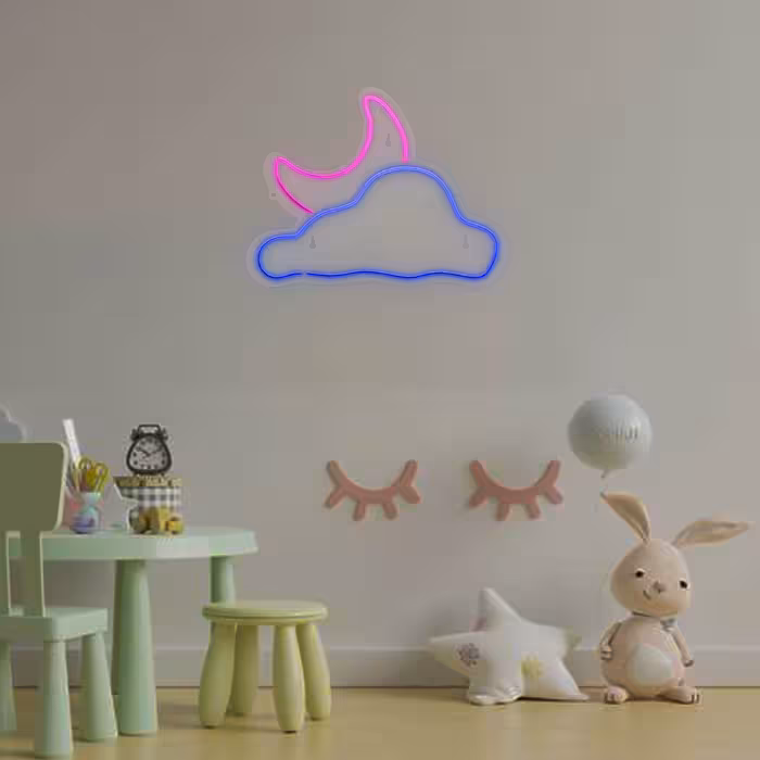چراغ دیواری نئون دیزاین طرح Cloud-Vs-Moon_BL