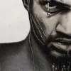 نقاشی سیاه قلم  مدل چهره 002