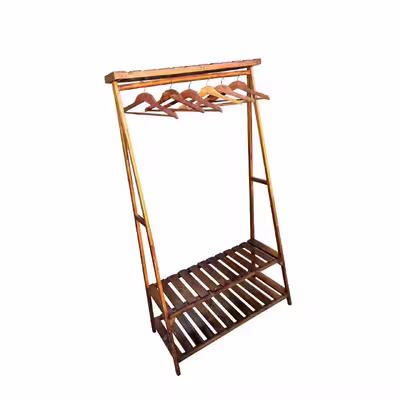 رگال لباس و چوب لباسی مدل چوبی کد Rw175 s6 مجموعه 7 عددی