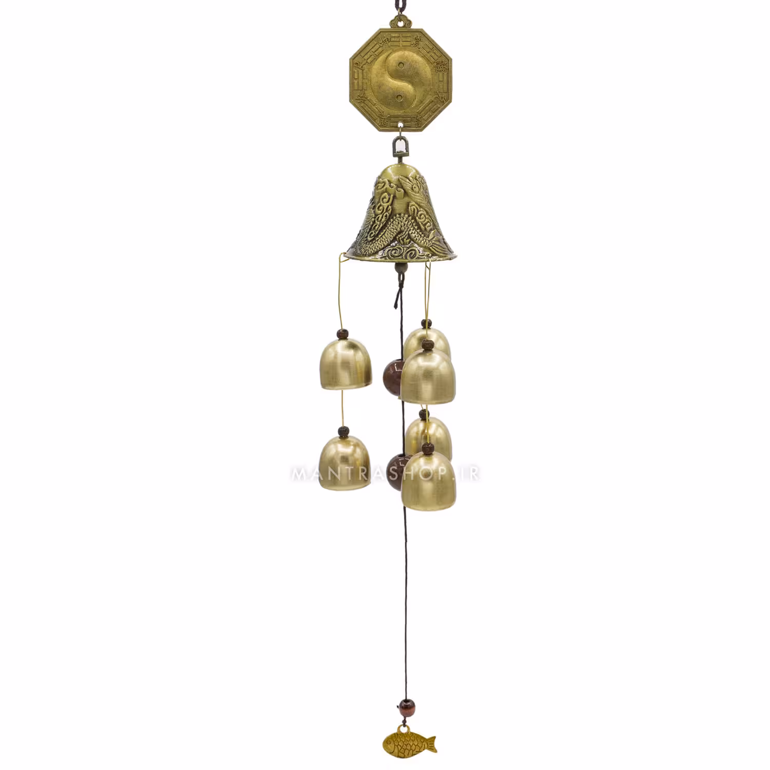بادزنگ فنگ شویی فلزی شش زنگوله مدل یین و یانگ کد 303