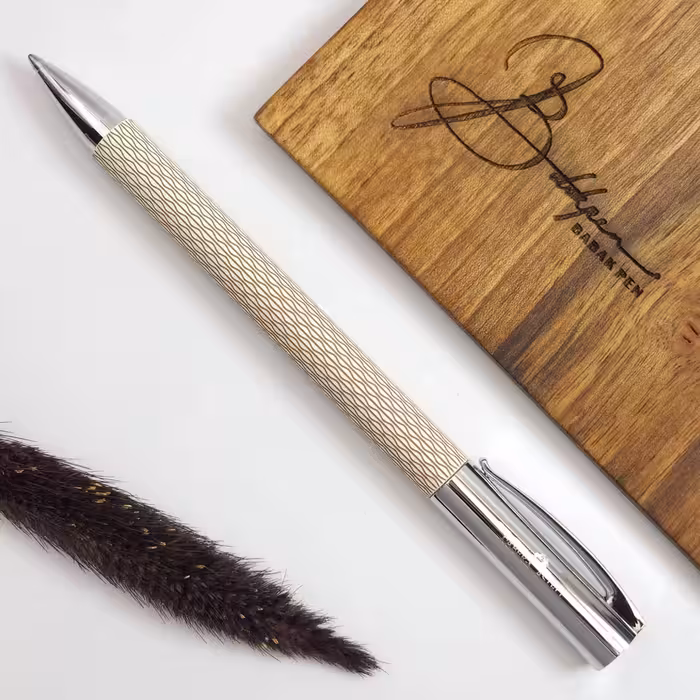 فابرکاستل امبیشن خودکار مدل رزین سفید شنی  149616 FABER-CASTELL Ambition OpArt White Sand twist ballpoint pen