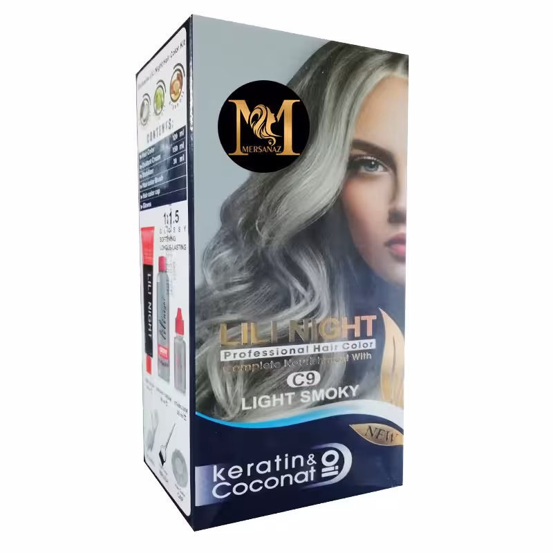 كیت رنگ مو لی لی نایت شماره C9 حجم 120 میلی لیتر رنگ دودی روشن