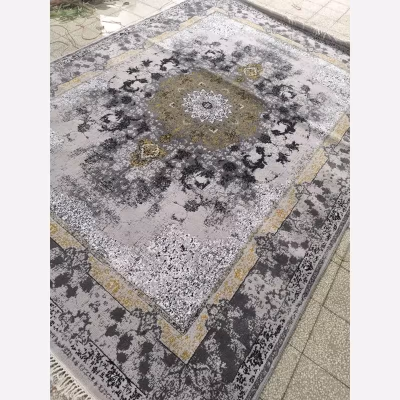 فرش 9متری 440شانه بی سی اف ماشینی کاشان طرح شریف نقره ای(باارسال رایگان)