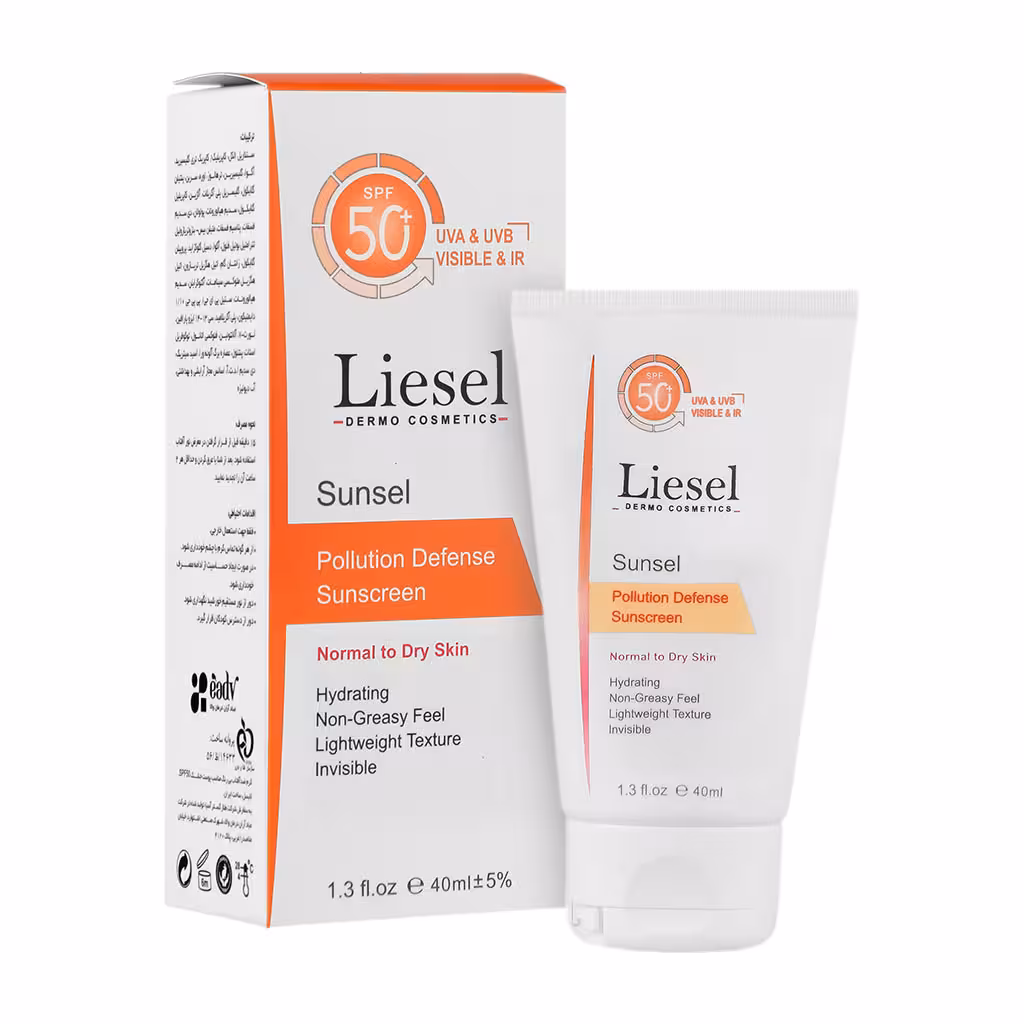 کرم ضدآفتاب بی رنگ SPF50 پوست نرمال تا خشک سانسل 40میلی لیتر لایسل Liesel