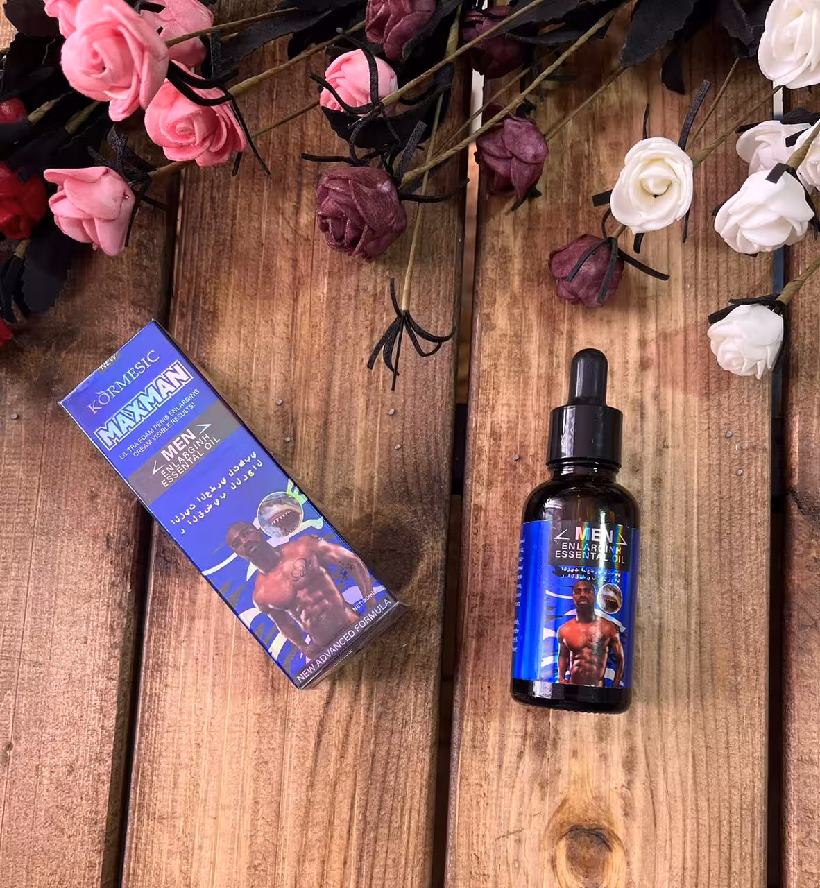 روغن حجم دهنده فوری و افزایش سایز اقایان maxman از برند معروف kormesic حجم 30 میل (کپی)