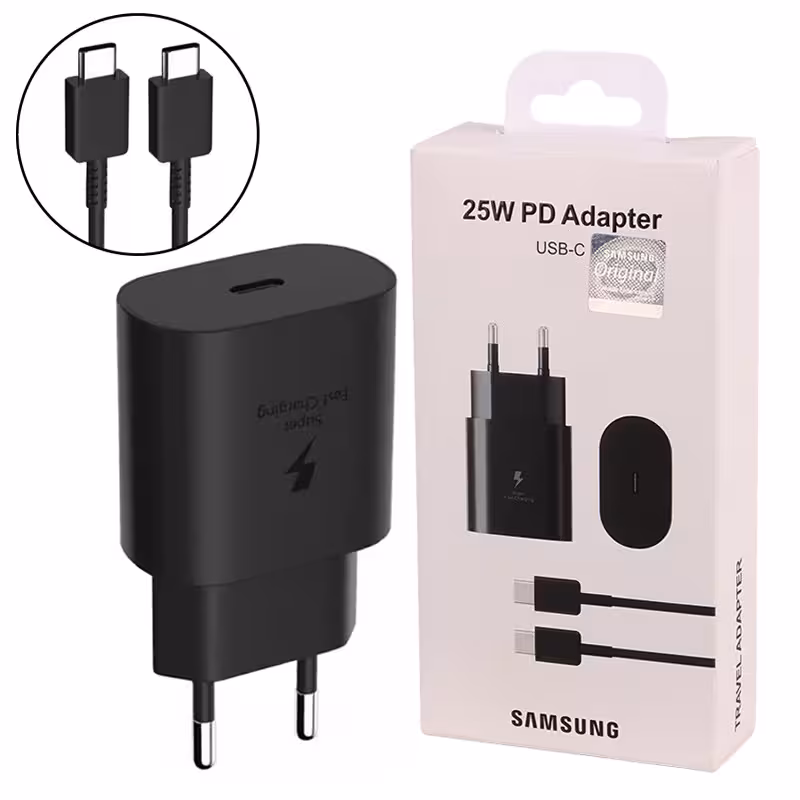 شارژر دیواری فست شارژ اورجینال Samsung EP-TA800NBE 3A PD 25W   کابل تبدیل تایپ سی