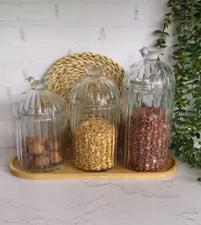 بانکه شیشه ای حبوبات و ادویه
