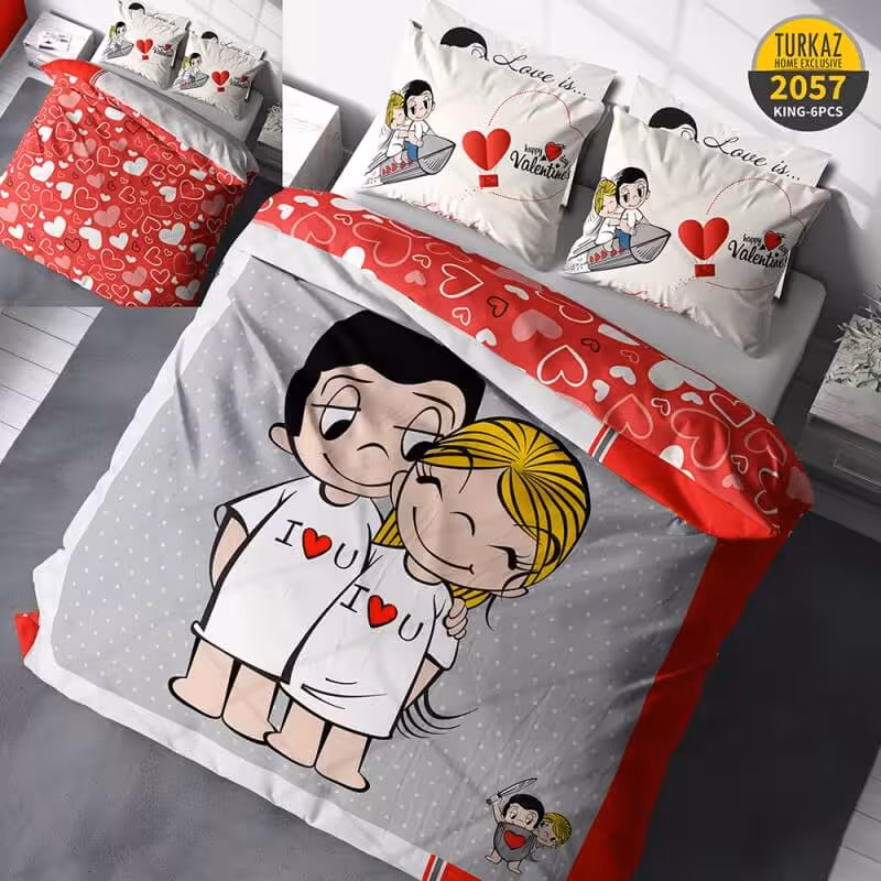 سرویس روتختی طرح i love you برند Turkaz دو نفره  کد 2057