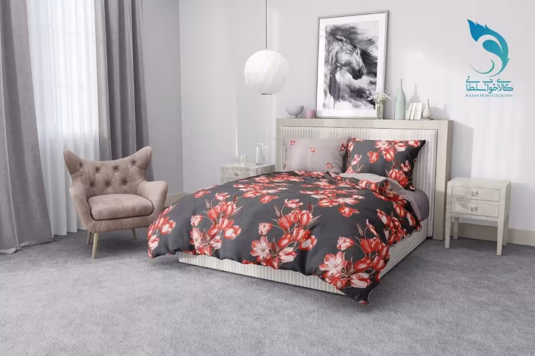 سرویس لحاف روتختی کارینا طرح لاله قرمز کد 12 دونفره