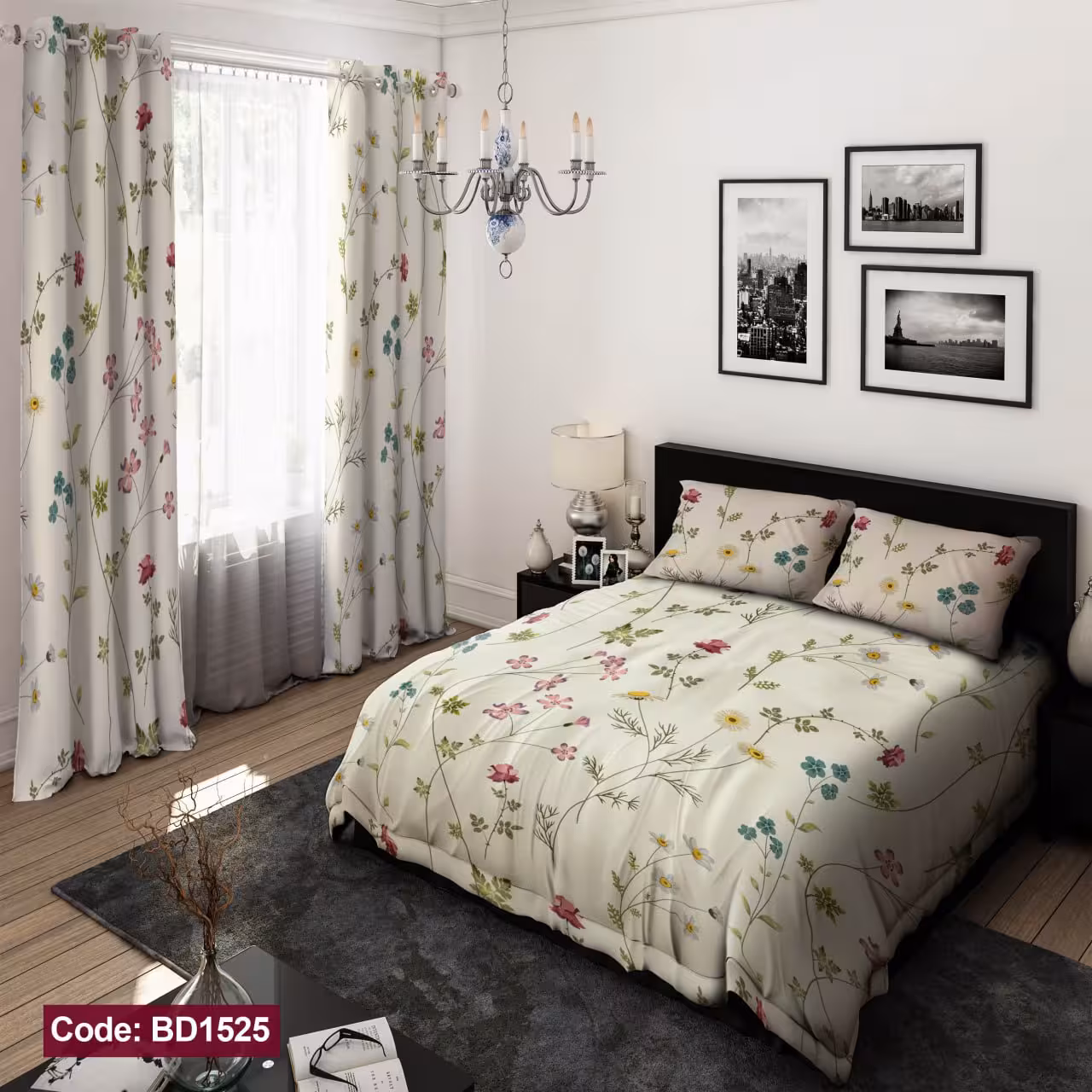 پرده پانچی مخمل چاپی دخترانه کد 1525