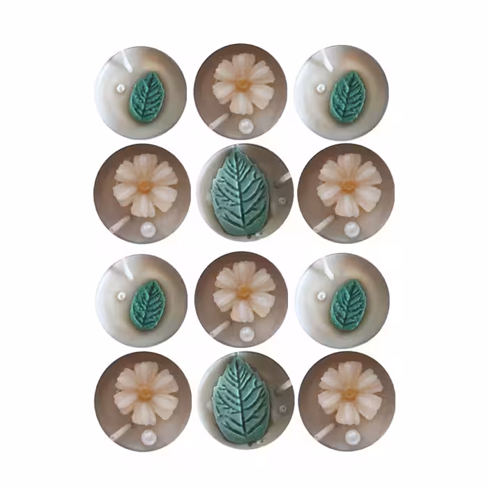 شمع وارمر مدل گل و برگ مجموعه 12 عددی