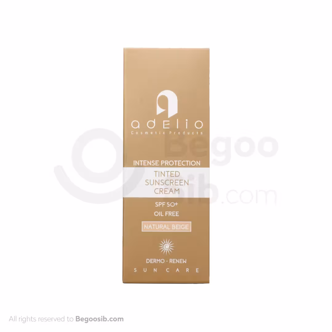 کرم ضد آفتاب رنگی  spf 50 ادلیو فاقد چربی بژ طبیعی 50 میلی لیتری