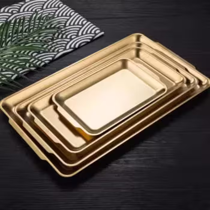 سینی استیل طلایی در سه سایز