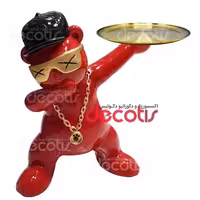 مجسمه کنارسالنی خرس سینی به دست