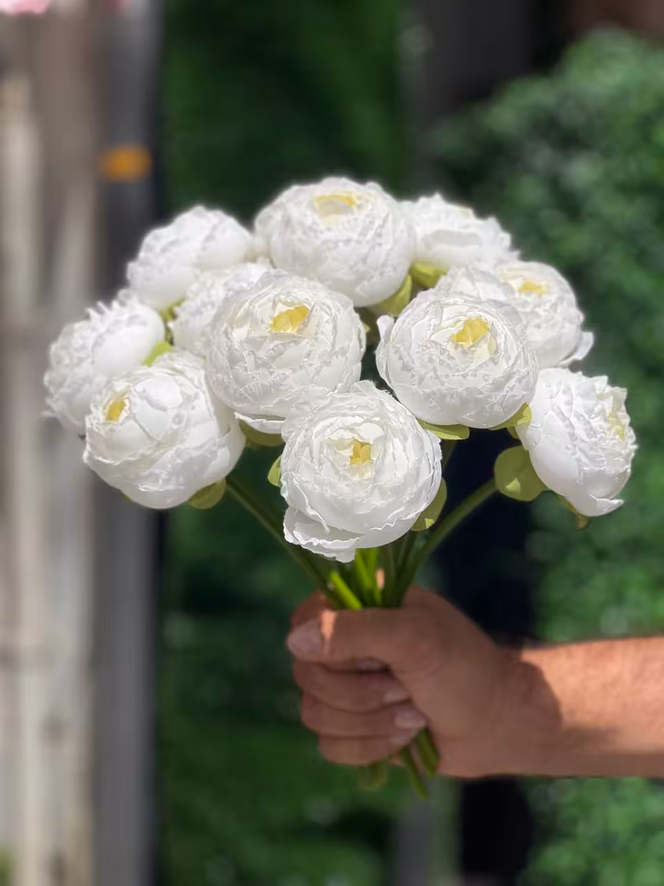 پیونی سفید مصنوعی 10 شاخه(سایز بزرگ)