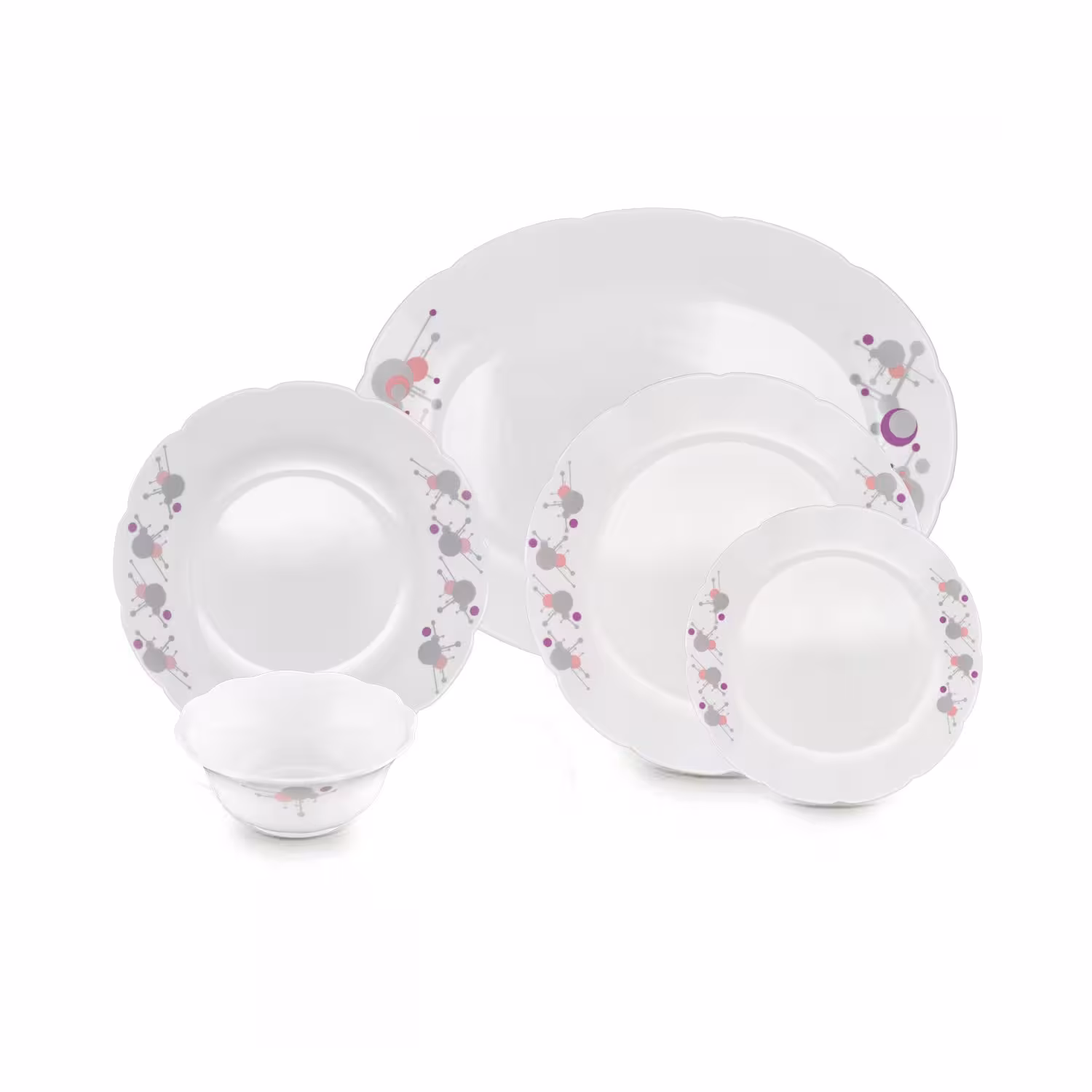 سرویس 25 پارچه اوپال طرح دیانا بنفش نیلوفری