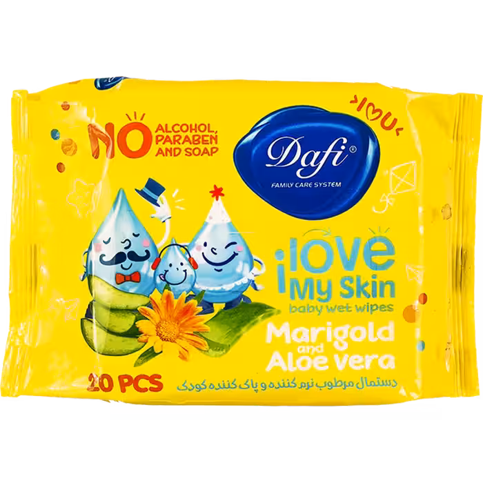 دستمال مرطوب پاک کننده و نرم کننده بسته‌ای دافی - بسته 20 عددی