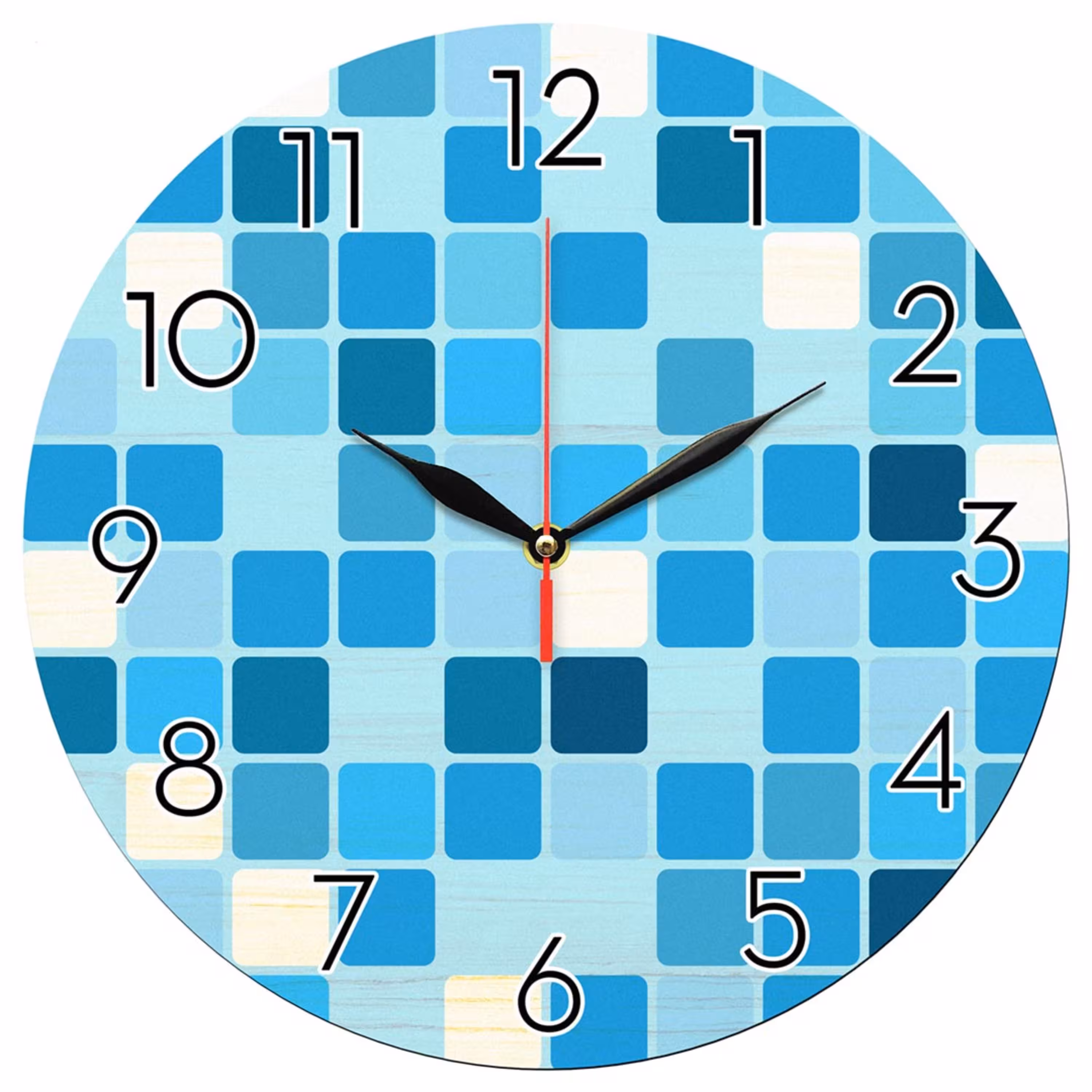 ساعت دیواری گرد مدل 1118 طرح کاشی های آبی سایز 30