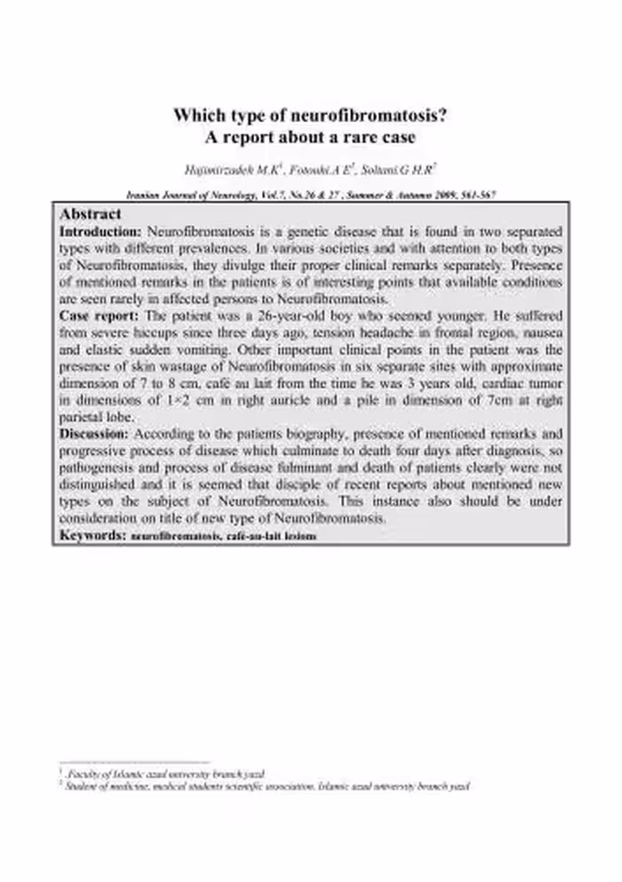 خرید و دانلود نسخه کامل کتاب Which type of neurofibromatosis? A report about a rare case