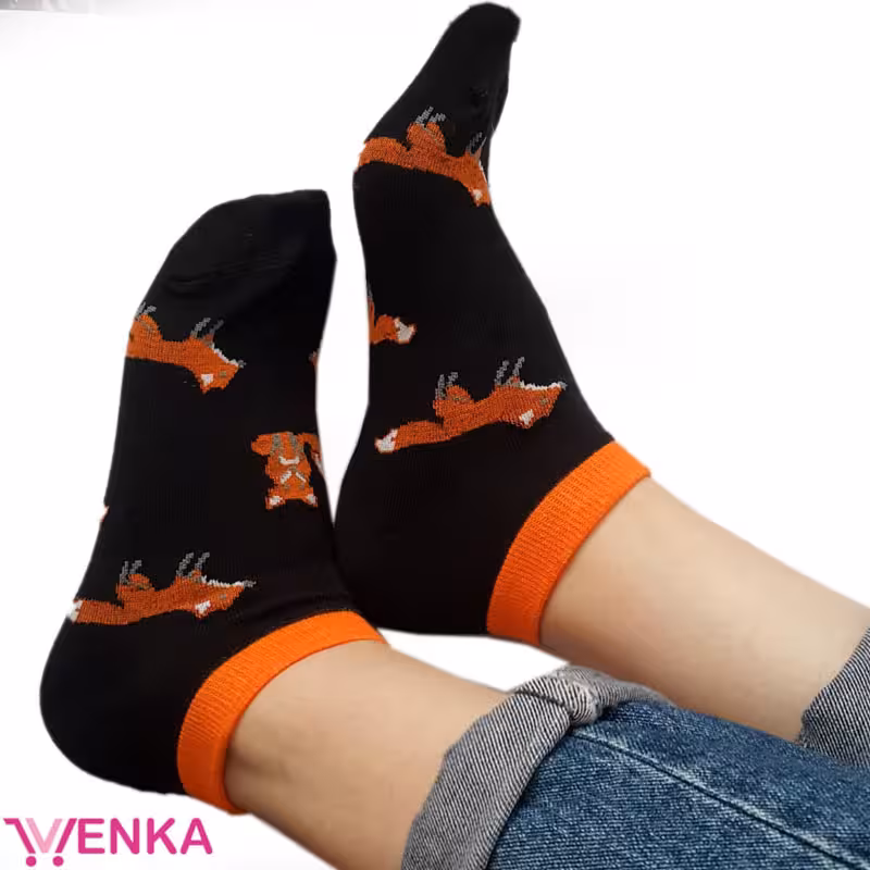 جوراب نیم ساق طرح روباه 773