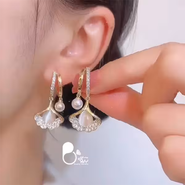 گوشواره لیلا صدفی آویز مروارید