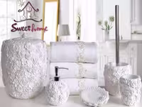 ست سرویس بهداشتی طرح گلدار سفید