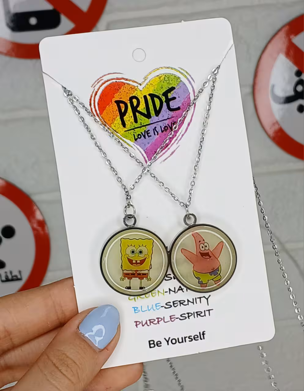 گردنبند جفتی رزینی شب تاب زنجیر استیل