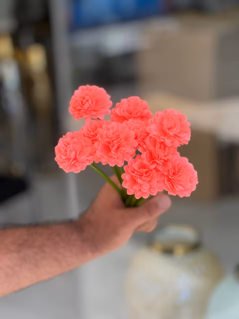 گل میخک مصنوعی صورتی 10شاخه کپی