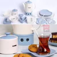 سرویس صبحانه خوری آی سرام مدل پیزا رنگ آبی روشن