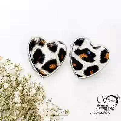 گوشواره قلب پلنگی طرح کلاسیک کد 20133