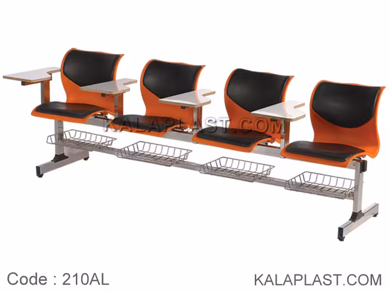 نیمکت آموزشی 4 نفره با جاکتابی و رویه چرم کد 210AL