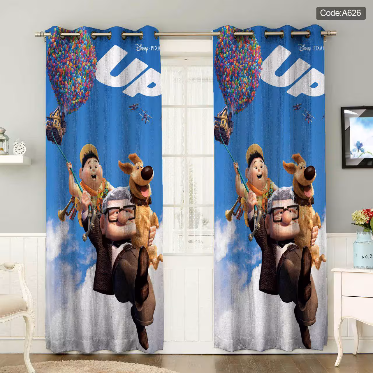 پرده پانچی چاپی کد A626   یک پنل حریر پانچی رایگان